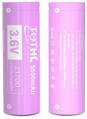 5500 (Pack of 2) High Amp Flat Top Battery with Plastic Case Long-Lasting Battery for Headlamp, LED Flashlight, Solar Light, Electronic Devices size is: (71 * 21mm/2.76 * 0.83inches)