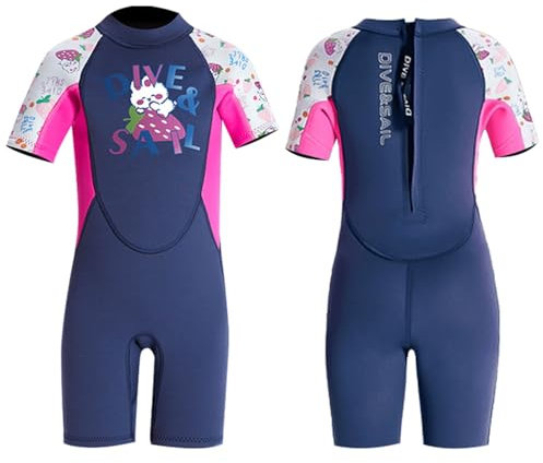Neoprenanzug Kinder, Neoprenanzug 2.5mm Neopren, neoprenanzu Mädchen, neoprenanzu Kinder Kurz, Thermal Badeanzug, Geeignet für Tauchen, Schwimmen, Surfen und Wassersport (100-110cm, 14-18KG)