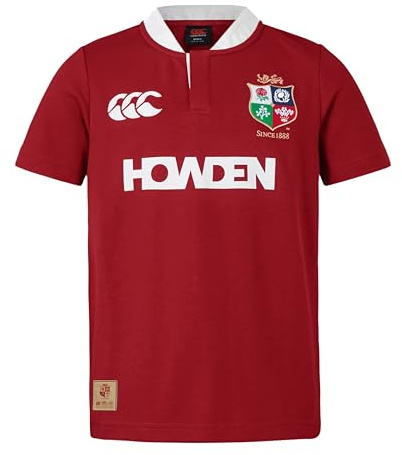 British & Irish Lions Canterbury Adult Unisex Official Canterbury Short Sleeve Classic Rugby Jersey | Relaxed Fit | Soft Feel, Red Dahlia, S