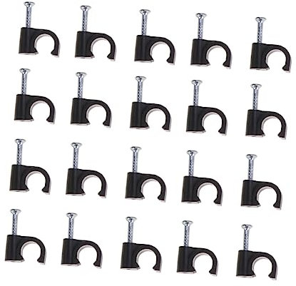 Veemoon 100 Piezas Tarjeta de Alambre para Fijador de Cables Enrollador de Cables de Alambre Clips para Sujetar Telefónicos Pared Negra