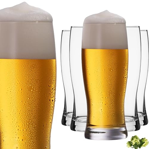 IMPERIAL glass Biergläser aus Glas 500ml (max 670ml) Set 6-Teilig Bierseidel Weizengläser hohes Bierglas 0,5L Weizenbiergläser