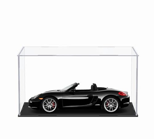 CANCLEAR Acryl-Vitrine für 1:24 Modellautos, vielseitige klare Acryl-Vitrine mit schwarzem Sockel für Druckguss-Autos