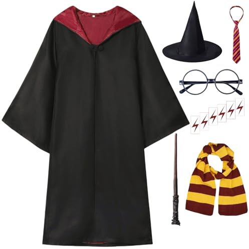 QAQ-COSPLAY Wizard Costume for Kids – Wizard Robe with Dress Up Set for Boys Girls Halloween Cosplay, Themed Events