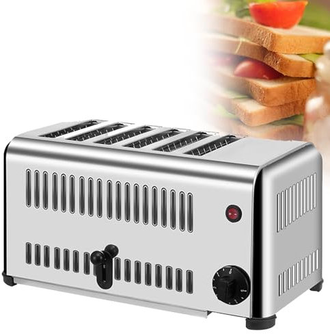 Machine de cuisson de pain de grille-pain commercial de 6 tranches, grille-pain électrique de contact froid de comptoir d'acier inoxydable de 1680 W avec le plateau