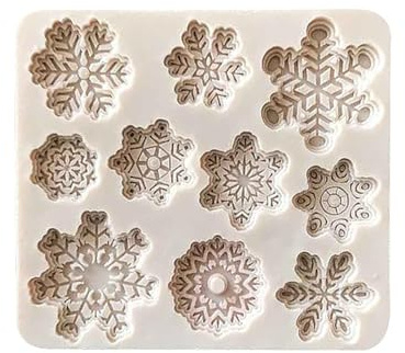 TopHomer Snowflake Fondant Mold Silicone Baking Mold Chocolate Dessert Molds with Snowflake Plunger Cutters Cake Embossing Tools for Cake Decorations