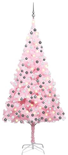 CIADAZ Künstlicher Weihnachtsbaum mit& Kugeln, Tannenbaum Künstlich, Christmas Tree, Tannenbaum Deko, Weihnachtsbäume, Christbaum, Rosa 240cm PVC