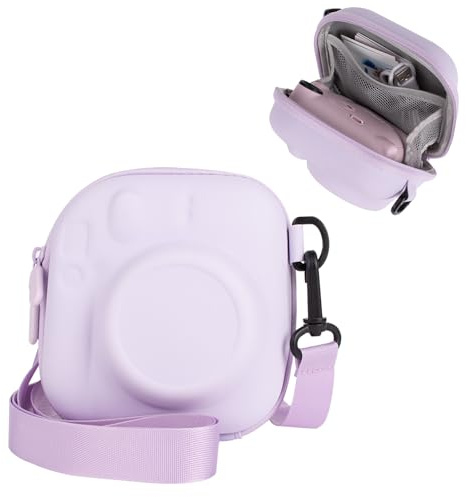 HIYQIN Hard EVA Storage Case Widely Compatible with Fujifilm Instax Mini 13/12/11/9/8/99/40, Instant Camera Protective Carrying Case with Adjustable Strap - Iris Purple