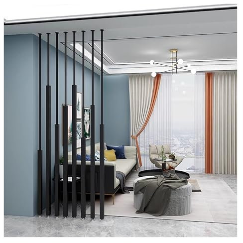 YLLFFLL 9 8 7 6 5 4ft Tall Room Separation Dividers Post/privacy Screens Column, Decor DIY Modern Partition Wall Dividers Pillar for Floor to Ceiling, Commercial Home(Black,120cm/47.2in/3.93ft)