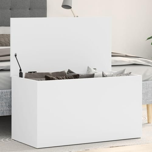 Xichuzi Baúl de Almacenamiento con Asiento - Mueble tipo Baúl para Juguetes y Dormitorio, Madera contrachapada blanco 84x42x46 cm