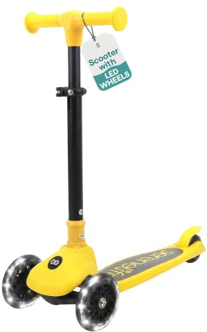 SereneLife 3-Wheel Foldable Kids Scooter – LED Wheel Lights, Adjustable Handlebar, Rear Foot Brake, Lean-to-Steer, Anti-Slip Deck – Ideal for Toddlers & Kids 3+, up to 110 lbs