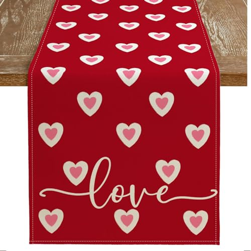 TELAIN Tischläufer Valentinstag 90 X 13 Zoll, Eleganter Und Robuster Tischläufer Aus Polyester, Schützt Vor Flecken Und Kratzern, Für Innen- Und Außendekoration