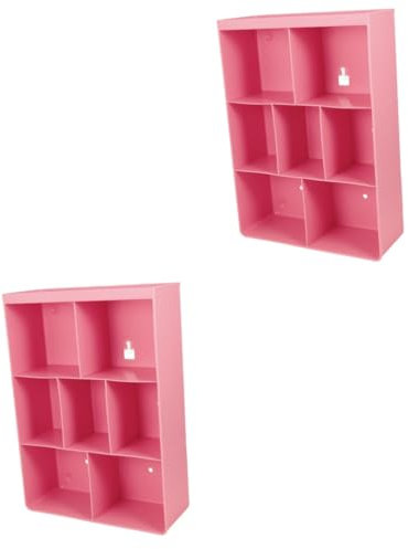 Eckregale aus Kunststoff, zur Wandmontage, für Badezimmer und Schlafzimmer, Rosa, 2 Stück
