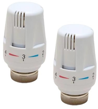 2 PCS Thermostatic Radiator Valve Head, Radiator Thermostat Replacement Head Heating System Temperature Control, Universal TRV Valves Head Thermostat for Home Bedroom Office(White)