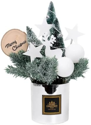 PAGJHRFJG Albero di Natale Artificiale in Vaso di Natale in Miniatura da Tavolo di Natale in Miniatura da Tavolo di Natale Finti in Vaso