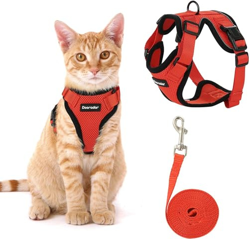 Fellnasenstube - SafeCat™ Katzengeschirr atmungsaktiv mit Leine (Rot,XS)