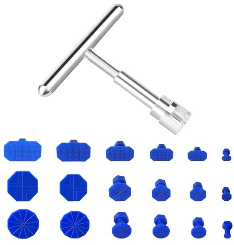 Kit de réparation de bosses de voiture avec 18 ventouses et barre en T, outil de débosselage de carrosserie, outil professionnel de réparation de voiture pour bricolage et atelier