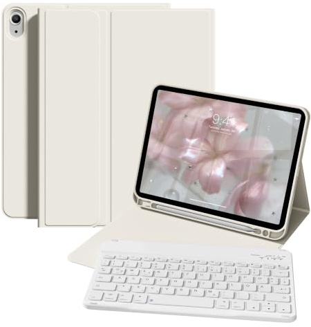 ZOPSGYU Tastatur Hülle für iPad A16 11./10. Generation, Weiß | für iPad 11/10,9 Zoll (2025/2022), Magnetische Anti-Detach Tastatur Hülle mit Stifthalter, QWERTZ Layout Keyboard