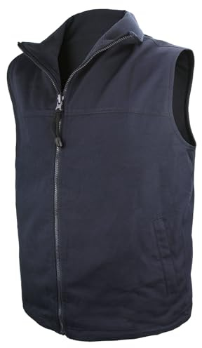 Vivikivi Fleece ledig väst för män, stående krage, ärmlös jacka med fickor, dragkedja, fleeceväst för vandring, resor, golf, löpning, Marinblå, 3XL