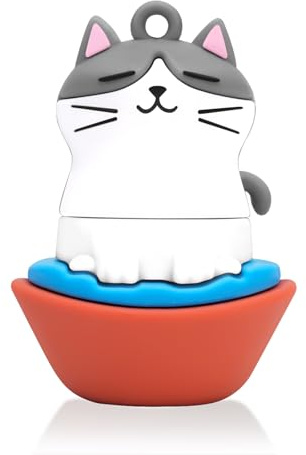 leizhan 16GB USB Flash Drive Memoria USB 2.0 Silicona Impermeable Gato Pendrive, Regalos para Estudiantes Niños Familia y Amigos Regalos de graduación