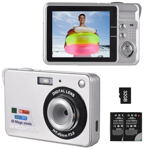 Andoer Fotocamera digitale 4K, 48 MP, 16 zoom autofocus, display TFT da 2,8 pollici, con flash di riconoscimento facciale, per adolescenti, ragazze, ragazzi (piccolo)