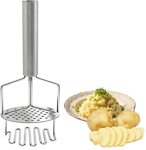 Kartoffelpresse Edelstahl, Langlebig und Leicht Zu Reinigen Kartoffelstampfer Edelstahl, Stampfer Spülmaschinengeeignet, Geeignet für Kartoffeln, Karotten, Süßkartoffeln, Geeignet für Zuhause