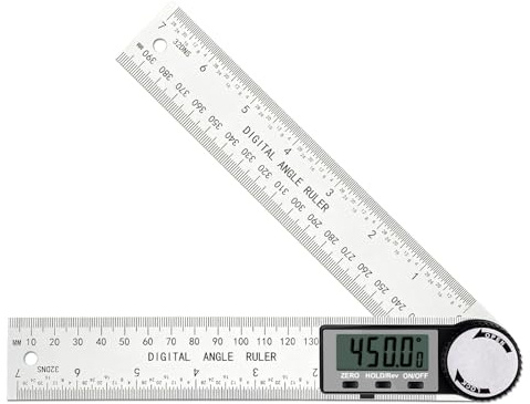 Winkelmesser Digital LCD-Anzeige Aluminium Winkellineal 200mm | 2 in 1 360° Neigungsmesser mit Hold-Funktion für Holzbearbeitung, Maschinenbau & Handwerker