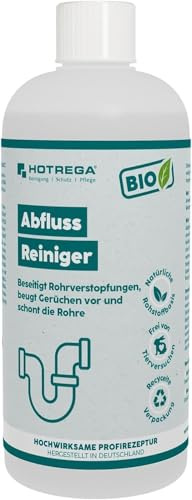 HOTREGA BIO Abflussreiniger Konzentrat 500ml | Flüssiger Rohrreiniger gegen Verstopfungen in Küche, Dusche & Toilette | Entfernt Haare und Gerüche