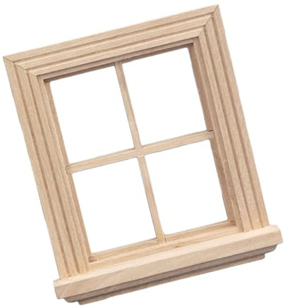 yanwuwa Fenêtre de maison de poupée en bois avec finition sablée pour peinture et scènes de jeu créatives, fenêtre de maisons de poupées, fenêtre non peinte
