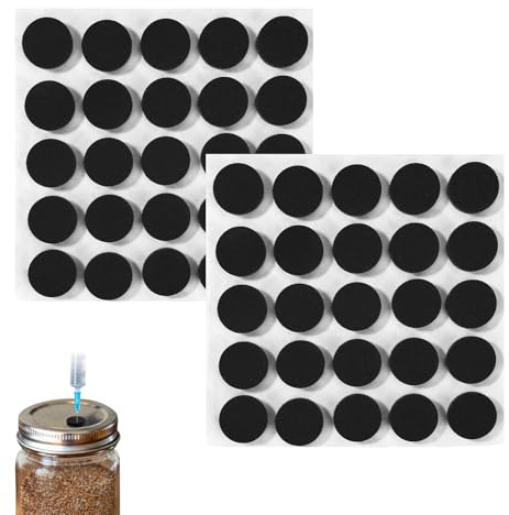 50pcs Self-Healing Injection Ports, 2x2x0.5cm/0.79x0.79x0.2in (Black)