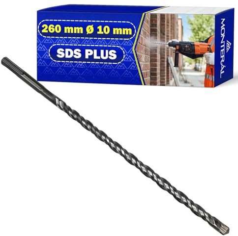 Steinbohrer SDS Plus Ø10x260 mm Hergestellt aus Stahl und Wolframkarbid | Betonbohrer Kann für Ziegel Mauerdurchbruchbohrer Wandbohrer Stahlbeton Verwendet Werden - MONTERAL