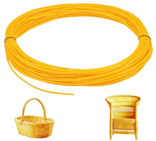 OLYCRAFT 50m x 4mm Yellow PE Cord for Outdoor Furniture Repair Outdoor Repair PE Cord Plastic Patio Chair String Solid Plastic Rattan Wicker Rope for DIY Furniture Knitting Garden Patio