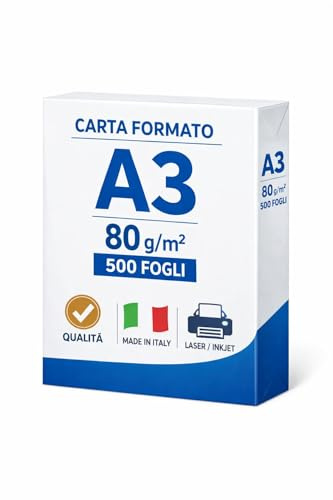Risma Carta 500 Fogli Formato A3 per Stampanti Fotocopiatrici multifunzione Laser e Inkjet, Bianca, 80 g/m², Qualità Naviator adatta per Ufficio, Scuola, Locandine, Libri e Cataloghi