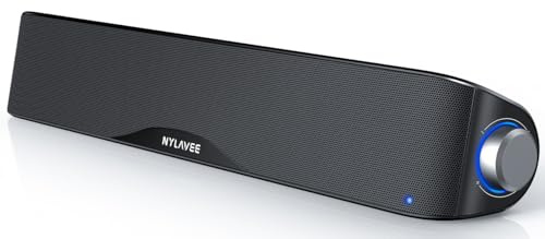 Nylavee Computer Speakers for Desktop PC, Bluetooth & AUX PC Soundbar | Hi-Fi Stereo Sound, USB A/C Power, Built-in Mic and Headphone Jack, 4-Driver PC Speakers for Desktop, Laptop, Monitor