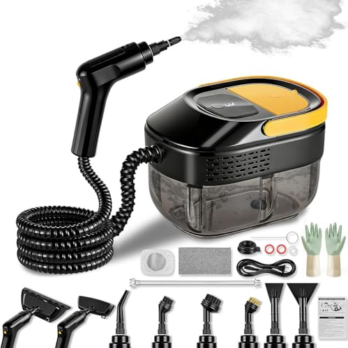 KOLERFLO 2500W Handheld Steam Cleaner with 3 Steam Levels,1.6L Water Tank,15s Heat-Up Cordless Portable Multi-Purpose Steamer with Safety Lock and 13 Accessories for Home,Sofa,Car,Floor