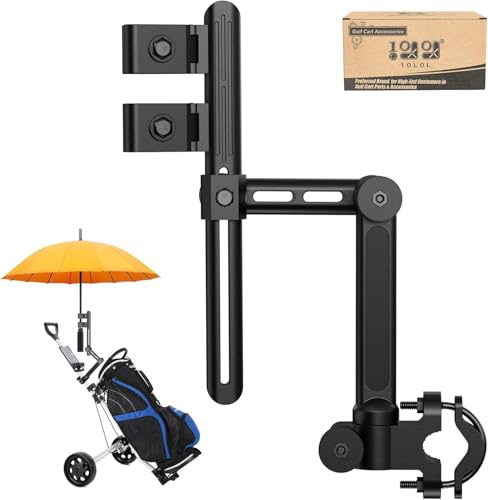 10L0L Heavy Duty Golf Umbrella Holder, Unique Hexagonal Aluminium Base, Resistant to Wind Gust Upto 12 without Breaking, Universal Golf Trolley Stand for Motocaddy/Powakaddy/Pram/Wheelchair, Black