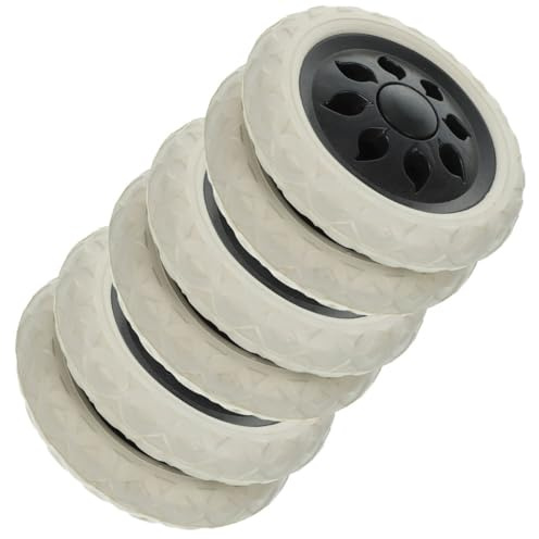 Lurrose Lot de 6 Roues de Rechange Noires pour Chariot Courses, Roues Silencieuses et Résistantes à L’usure, Compatibles Caddie, Panier à Provisions, pour Remplacement et Usage Quotidien