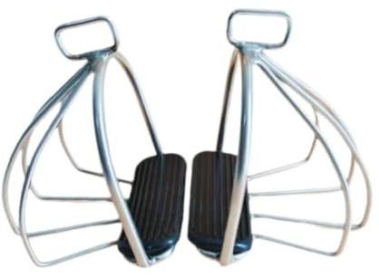 Aymzbd 2 Piezas Estribo Ecuestre Recambio para Montura Antideslizante con Goma Apoyo Ancho Acero Inoxidable para Adultos Entrenamientos