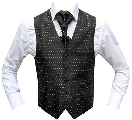 MMUGA Hochzeitwesten Set mit Plastron Scheyma Schwarz 50