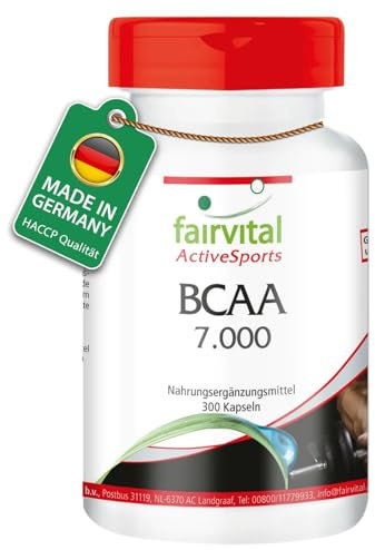 Fairvital | BCAA 7000-1 mois - VEGAN - 300 capsules - sans aucun additif - valine, leucine, isoleucine