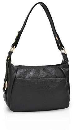 NICOLE & DORIS Damen Schultertaschen Hobo Style Large PU Leder Schwarz