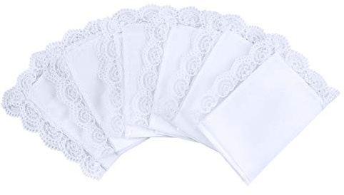 Weiße Spitzen-Taschentücher für Damen, Baumwoll-Stofftaschentücher Damen | 100% Baumwolle, für Trauerfeier, Hochzeit & Alltag, Damen-Taschentücher zum Besticken, Weich zur Haut und langlebig
