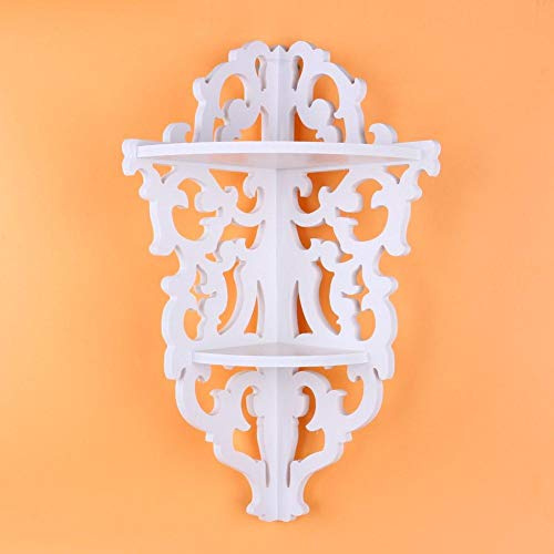 SOULONG Étagère Dangle Murale Sculptée 2 Étages Étagère Flottante Blanche Murale Étagère de Rangement pour Salon, Salle de Bains, Cuisine