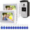 uoweky Sistema de Control de Acceso de la Cámara RFID del Teléfono de la Puerta de Intercomunicación de Video en Casa + 10pcs ID Blue Keyfob (1 cámara 2 monitor)