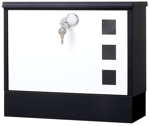 Locking Mailbox Wall Mounted Vertical– Jssmst mailboxes with Key Lock and Newspaper Compartment, Key Lock Drop Box Large Capacity, 14.3 x 3.8 x 11.8 Inch, White，SM-HPB911WN