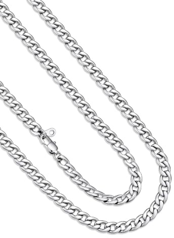 ChainsHouse Halskette für Herren Damen Kubanische Kette Edelstahl Panzerkette 5/9/12/15mm Breit Gliederkette in Silber/Gold/Schwarz Halsreif Halsschmuck, Länge 36-76cm