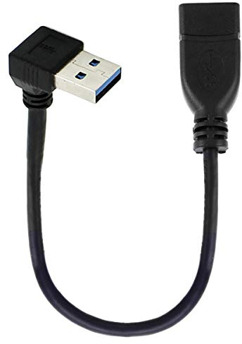 Cablecc USB 3.0 Typ A Stecker auf USB 3.0 Typ A Buchse Verlängerungskabel 20 cm 5 Gbps 90 Grad (nach oben abgewinkelt)