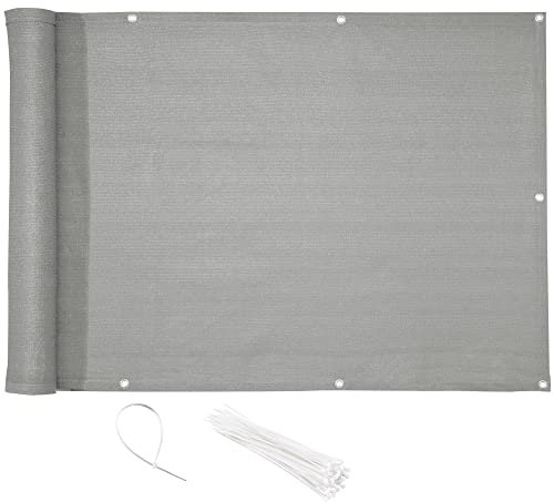 CelinaSun Pantalla de privacidad balcón 1,2 x 5 m Gris Claro Pantalla de la Valla de HDPE con Las Bridas de Cable Transpirable balcón Borde