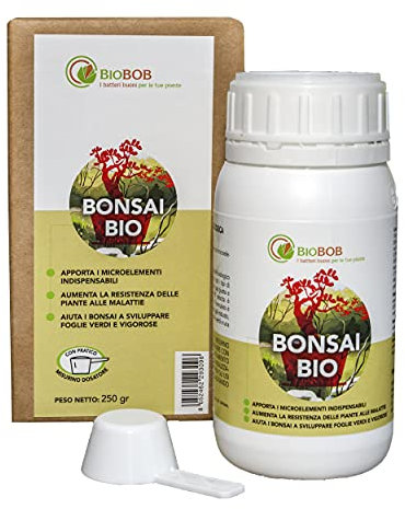 BIOBOB Concime per Pianta Bonsai 250 ml concentrato Bio – Aiuta i Bonsai in Vaso ad Avere la nutrizione necessaria – Indispensabile nel Tuo Kit per Bonsai – Fertilizzante Che rivitalizza Il Terriccio