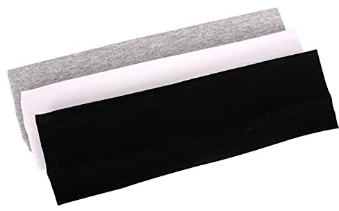 MapofBeauty 3 Pack Yoga Headbands Stretchy Cotton Kopf Bande Hairwarp Sport laufen Exercise Gym (Solid Farbe)