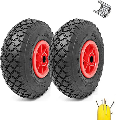 2 RUOTE PIENE ANTIFORATURA IN POLIURETANO 3.00-4 GOMME PU CARRELLO PORTA PACCHI CARRELLINO PORTATUTTO